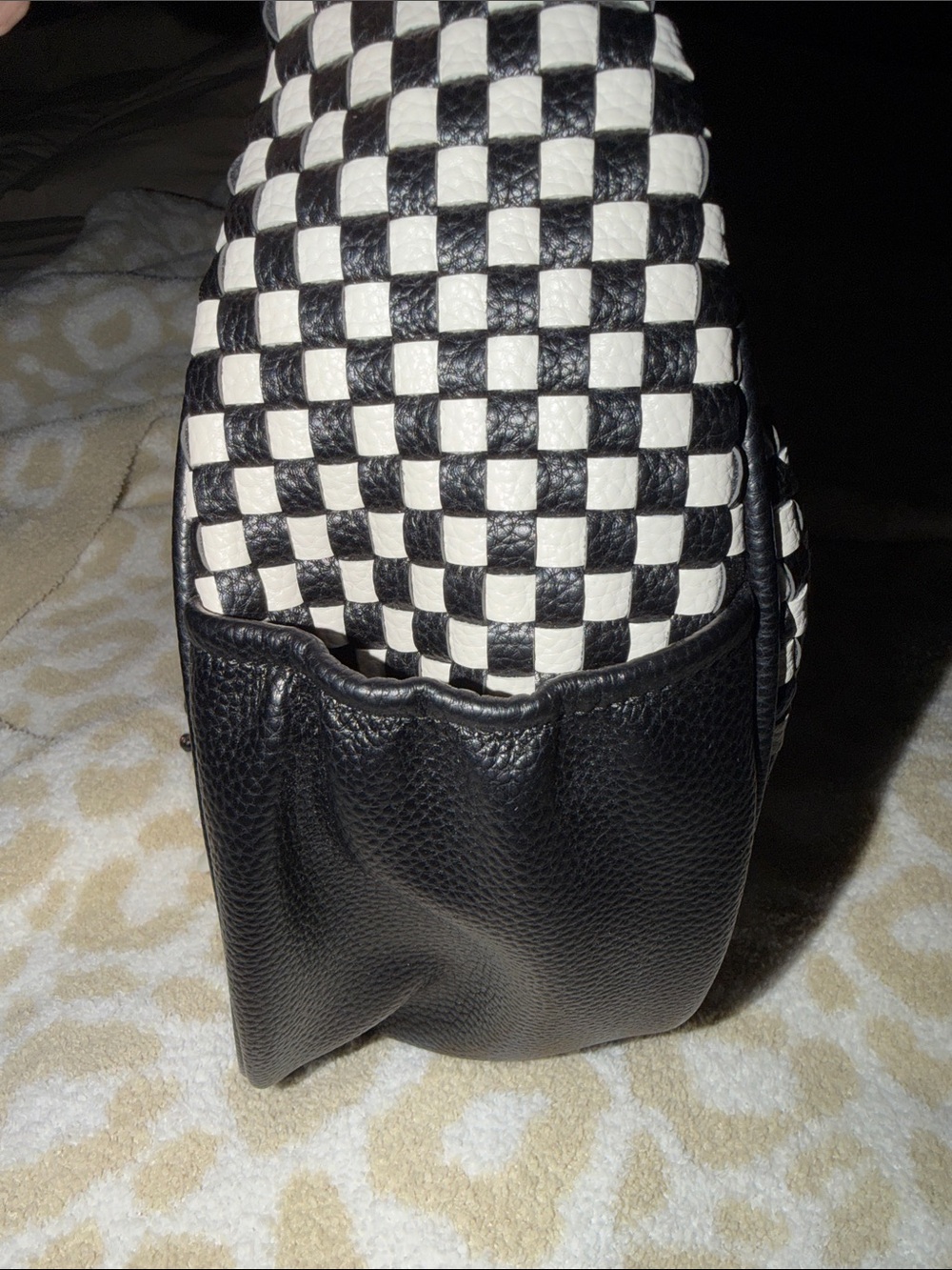 Black & White Checker Shoulder Bag with Iridescent Chain - Picture 4 of 4